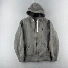 Polo Ralph Lauren Hoodie Mens Medium Gray Thermal Hood Full Zip Sweatshirt