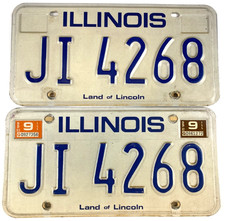 Vintage Illinois 1982 1983 Auto License Plate Set Pair JI 4268 Garage Wall Decor