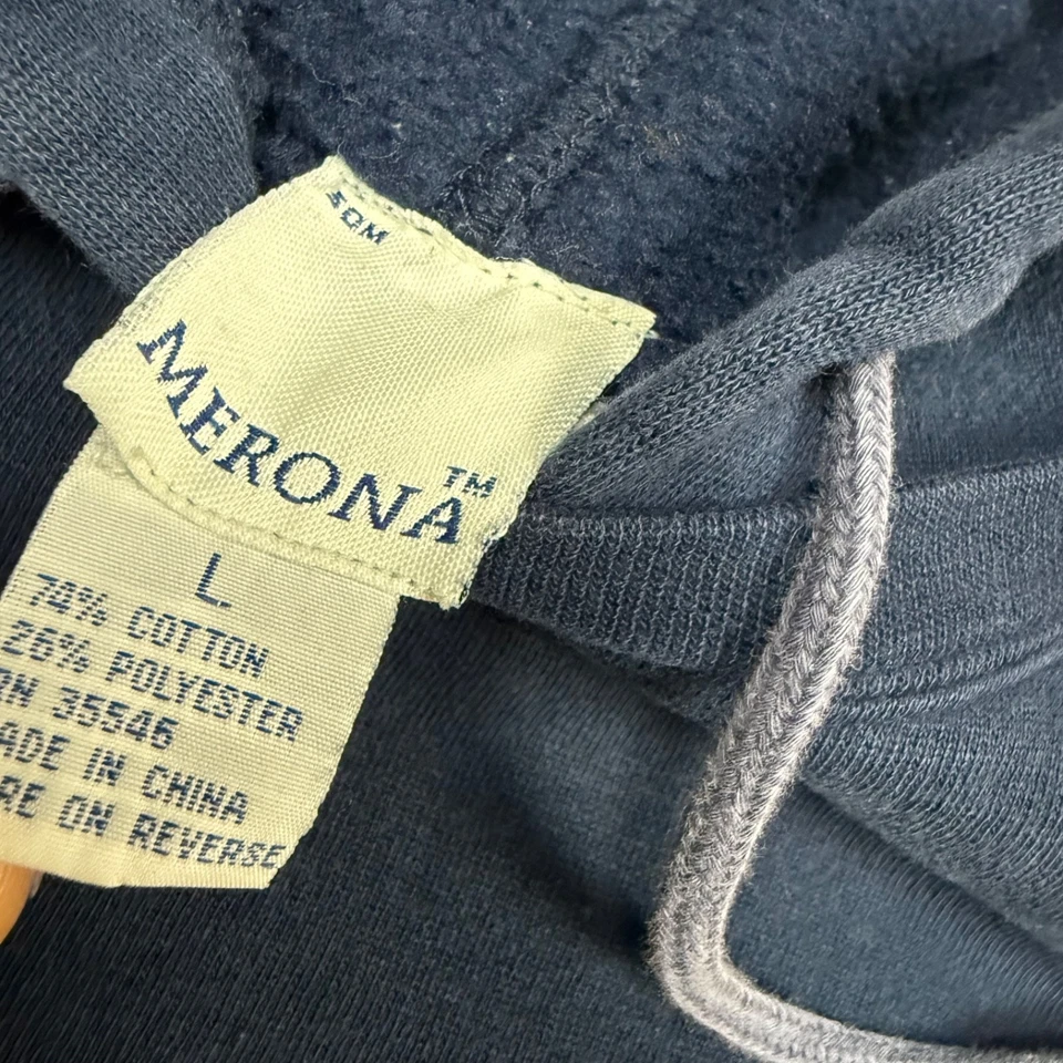 Sudadera con Capucha Merona Años 90 Vintage EE. UU. Grande Azul Marino Clásica y2k Bordada Foto 3 de 4