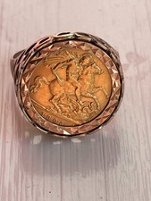 1905 Gold Half Sovereign Ring 22ct Coin in 9ct Mount | 8g | Good Used Condition