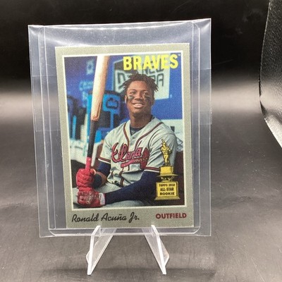 Ronald Acuna Jr. 2019 Topps Heritage All Star Rookie Cup cloth sticker #7 of 15