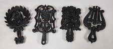 Cast Iron Miniature Trivets, H. Burns Lyre, Eagle, Brooms, Grapes