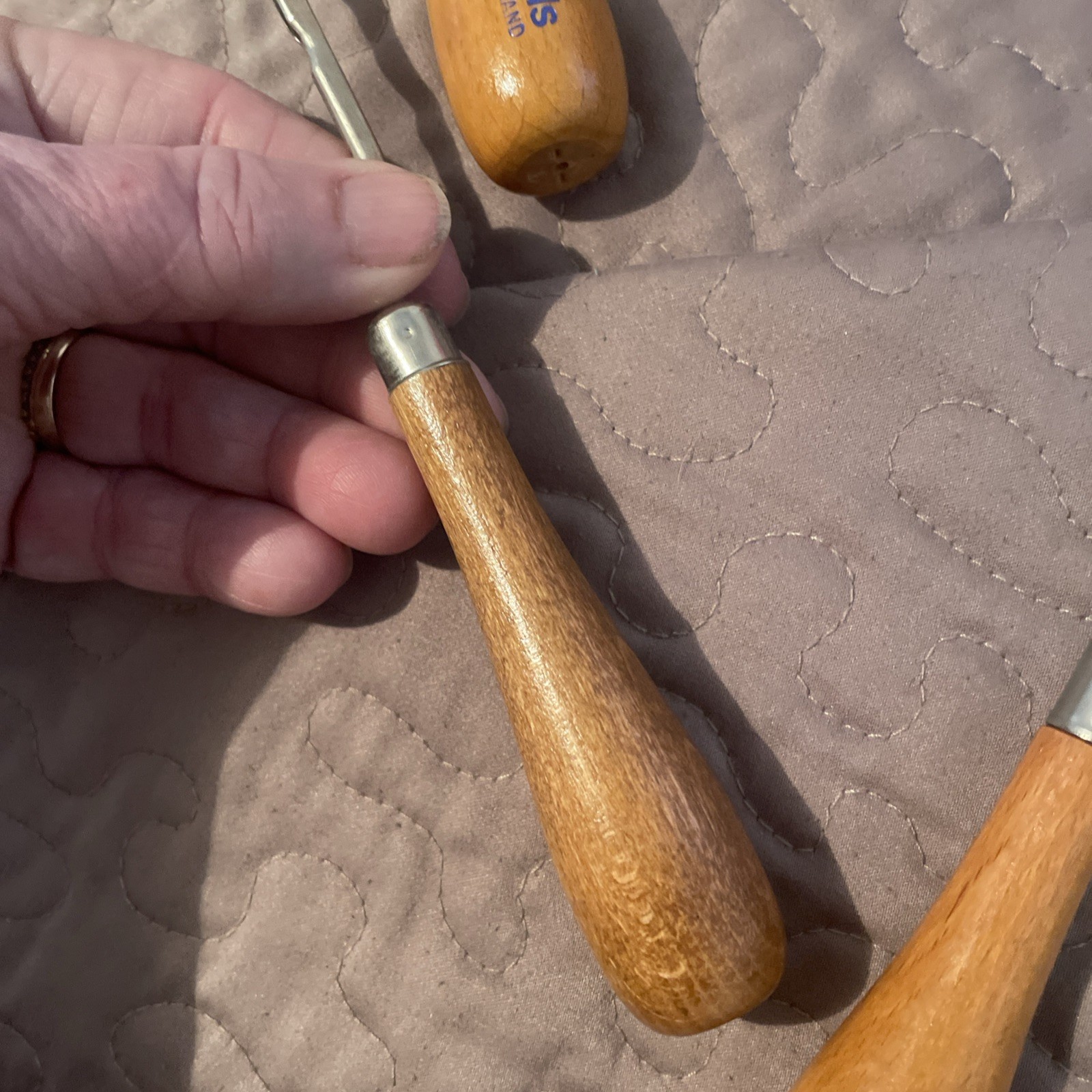 Vintage Rug Hooking Tools 3 wooden handled and Rugcrafter by Malina Leaflet