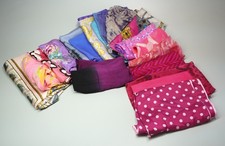 Vintage Lot of 18 Silk Scarves Pink Purple Multicolors