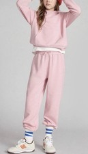 MONDETTA 2 Piece Set Fleece Hoodie & Fleece Jogger Pink Speckle Size Small (7/8)
