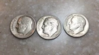 1948 P-D-S Roosevelt Dimes, 90% Silver, VF+ circulated, 3 Coins   (WH-16)