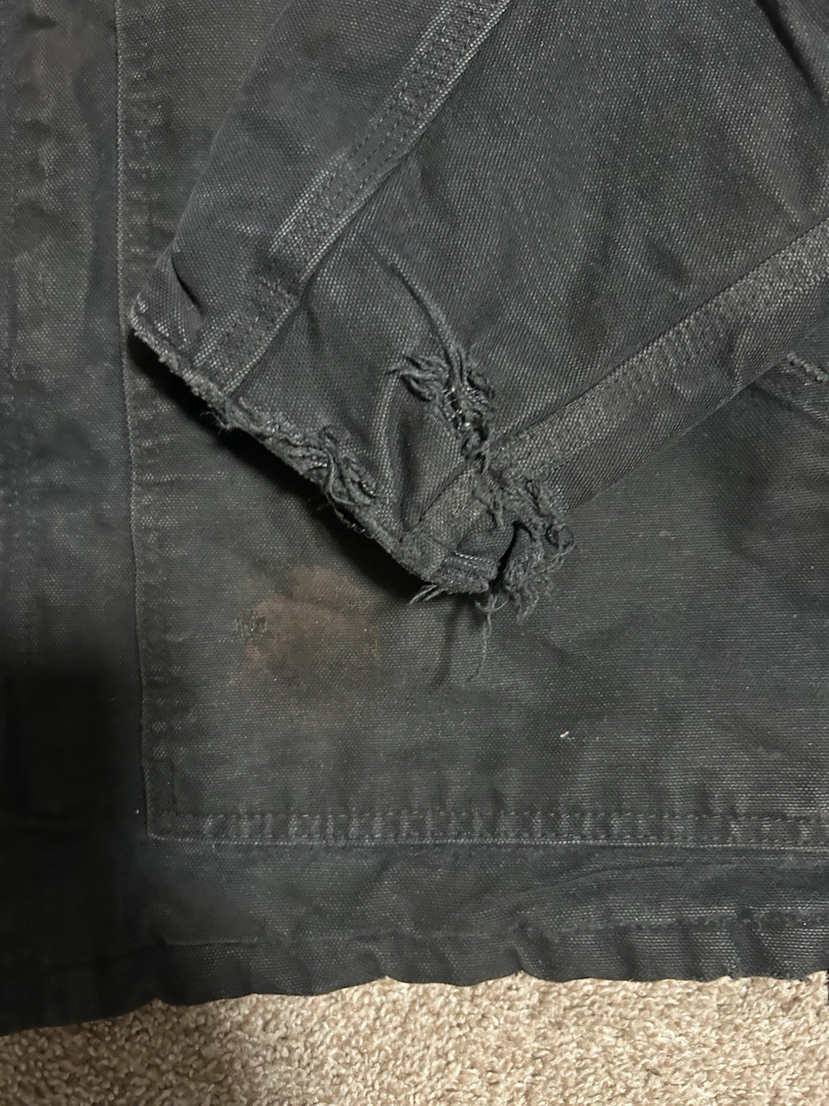 Carhartt Loose Fit Work Jacket Black Distressed UC0003-M Size M Made In Mexico thumbnail 3