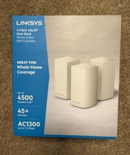 Linksys Velop Dual-Band WiFi 5 Mesh System 3-Pack AC1300 Whole Home Coverage New