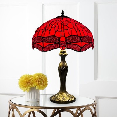 Handgefertigte Tiffany Stil 16'' Tischlampe Buntglas Nachttisch/Schreibtisch Beleuchtung UK