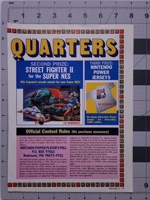 Quarters Contest Street Fighter 2 Ii Snes Original Print Ad / Poster Game Promo 