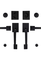 BLACK-Double Door Handle Set, Double Front Door Handle Sets with Dummy