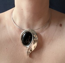 Silber 925 XXL Anhänger GW mit Onyx Electroformed & Halsreif FS Unikat Design