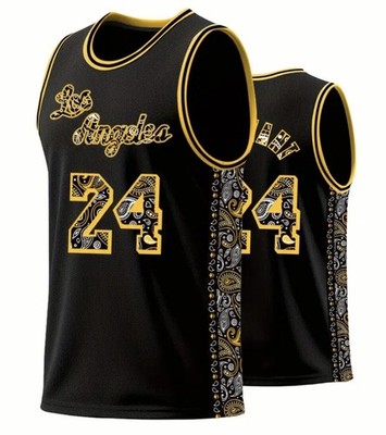 Kobe Bryant LA Basketball Jersey Black Mamba Day 8/24! Black Gold  Embroidered