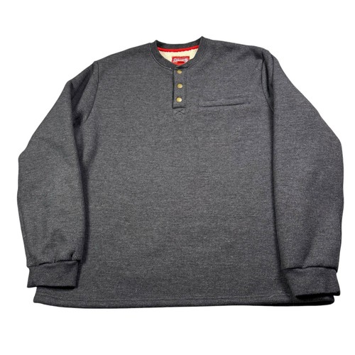 Coleman Sherpa Lined Henley Sweater Men's XL Gray Waffle Knit Casual - Picture 2 of 7