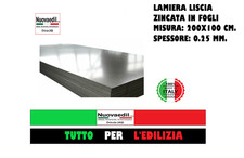 LAMIERA ZINCATA LISCIA PIANA A FOGLIO CM 200X100  SPESS. 0,25 mm