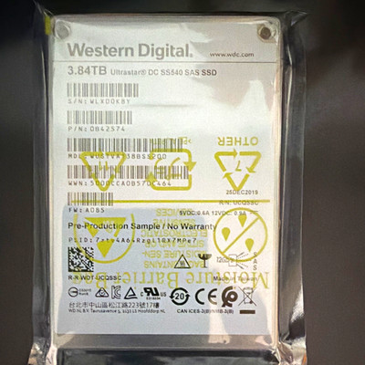 Western Digital Ultrastar DC SS540 3.84TB SAS 2.5in SSD Pre-Prod 0B42574