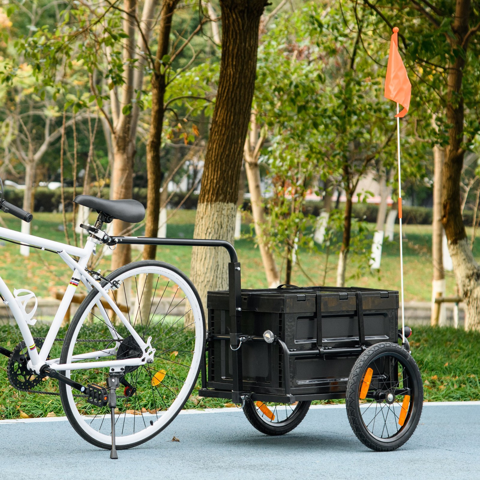 Aosom Bike Trailer Wagon with Removable Storage Box, Steel Bottom