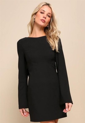 NWT lulus Elegant Cutie Bow Long Sleeve Backless Mini Dress | eBay