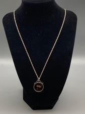 Vintage enamelled 1940 George VI Wren Farthing coin pendant necklace