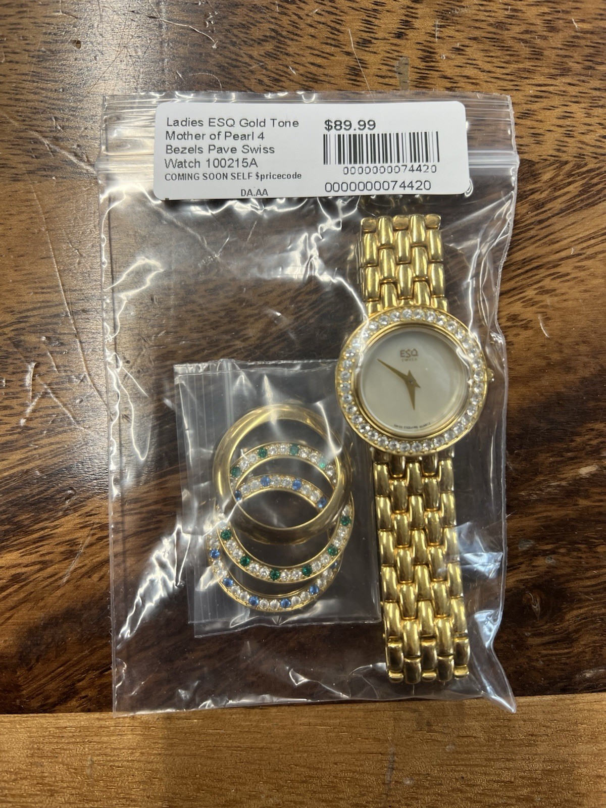 ESQ Women 100215A Swiss Esquire MOP Dial Pave Round 26mm Quartz Women's Watch