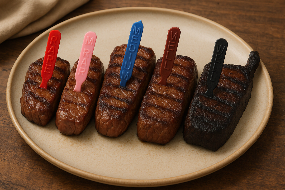 Set De 8 Piques à Viande Pour Barbecue, Marqueurs Alimentaires Descriptifs, NEUF