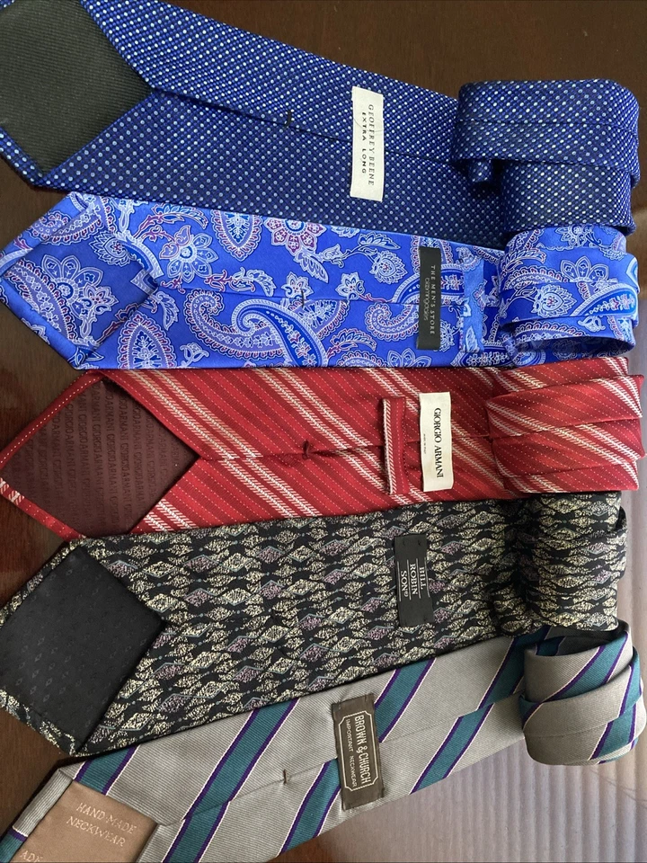 Juego de 5 corbatas de seda. Armani, Brown C, Bill Robin. The Men’s S, Geoffrey Beene Foto 2 de 3