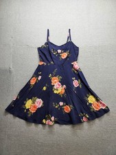 Old Navy Women Mini Dress M Navy Blue Floral Sleeveless Cami Fit & Flare Summer