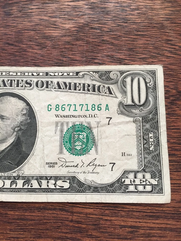 1981 10 DOLLAR BILL-SMALL FACE FEDERAL RESERVE NOTE-CHICAGO DISTRICT G - Image 3 of 4