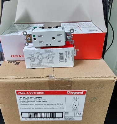 Qty (100) NIB LEGRAND TR26262HGPIW Power Indicator Deco Recept TR, HG 15A