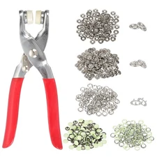 200Set Metal Snap Button Kit 9.5mm Hollow & Solid Prong Snap Button Tool Beige