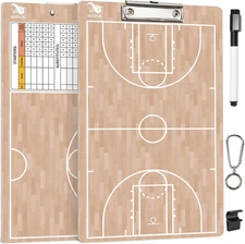 WISYOK Double-Sided Basketball Coaching Clipboard, Dry Erase Board for Coaches,