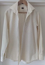 Paul Smith Men's Shirt Size 16 Off-White Polka Dot Italian Tailored Fit Shirt