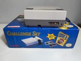 Nintendo NES Challenge Set Complete Console Cables Mario 3 Game Box Tested Works