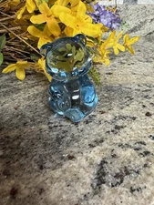 FENTON Art Glass Light Blue Sitting BEAR Vintage Condition