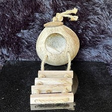 Bird House Natural Coconut Shell Nest  Hanging Wooden Ladder Cute NEW