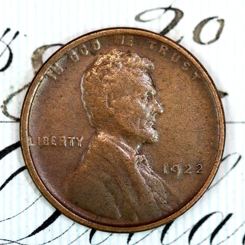 * 1922 No D STRONG REVERSE * CHOICE XF+/AU LINCOLN WHEAT PENNY * FROM COLLECTION