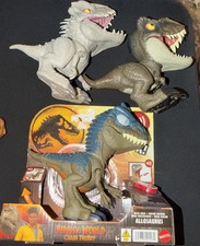 Jurassic World Dinosaur Lot Indominus Rex T-Rex Mega Roar Allosaurus Mattel 3 Pc