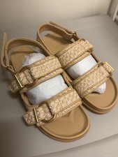 Women's Beige Flat Ankle Strap Sandals with Buckle Straps - Casual