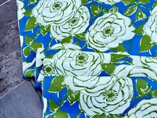 1950’s Van Gogh Style Celestial Roses Barkcloth Era Mid Century Vintage Fabric