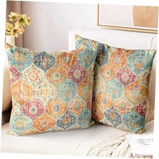 Boho Throw Pillow Covers 18x18 inch Set of 2,Soft 18" x 18" Pack of 2 Cream