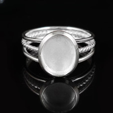 925 Sterling Silver 8x10mm Oval Triple Band B...
