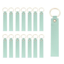 20Pcs PU Leather Laser Engraving Keychain Blanks Light Green 5.3" x 0.8"