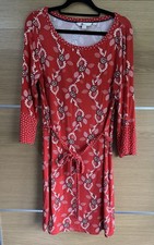 Boden Size 12 L Red Floral Spot Dress Tea Dress Tie Waist Round Neck BE5
