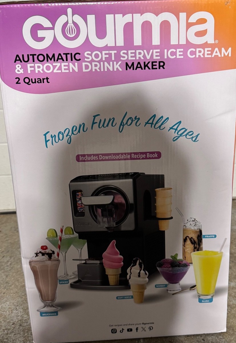 Brand New Gourmia 2 Quart Automatic Soft Serve Ice Cream and