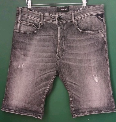 Replay Herren Shorts W36 Denim Grau Distressed RBJ901 Chino Sommer
