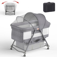 Lair Coo 3 In 1 Baby Bassinet Bedside Sleeper W/ Mattress Net Wheels - NEW