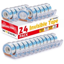 24 Rolls Invisible Tape Refill with Dispenser 3/4 Inch x 600 In Office School Gi