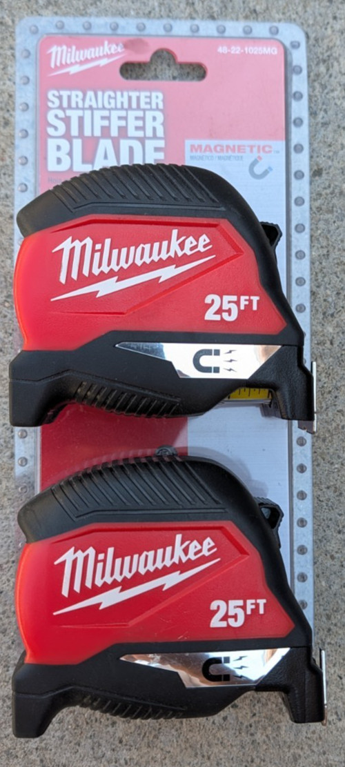 TWO Milwaukee 25 FEET Magnetic Compact Tape Measure