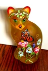 Fenton GLASS Butterflies & Gorgeous  Floral  Spray  5” Tan CAT   Rachelle  OOAK
