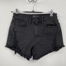 Kendall  Kylie 5/27 Icon Short Womens Black Distressed High Rise Denim Shorts